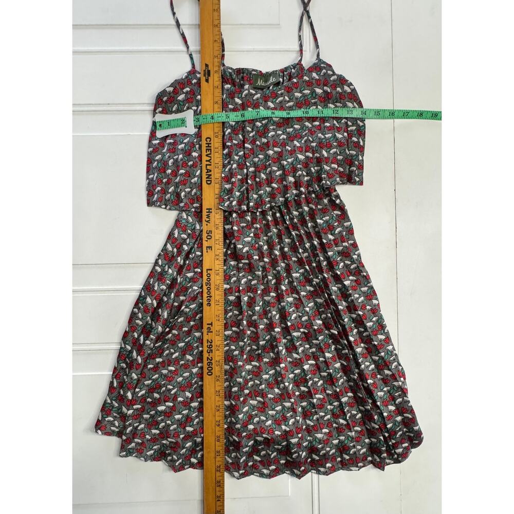 Maude Spaghetti Strap Tiered Pleated Black Floral Dress Size S Midi - Picture 5 of 6